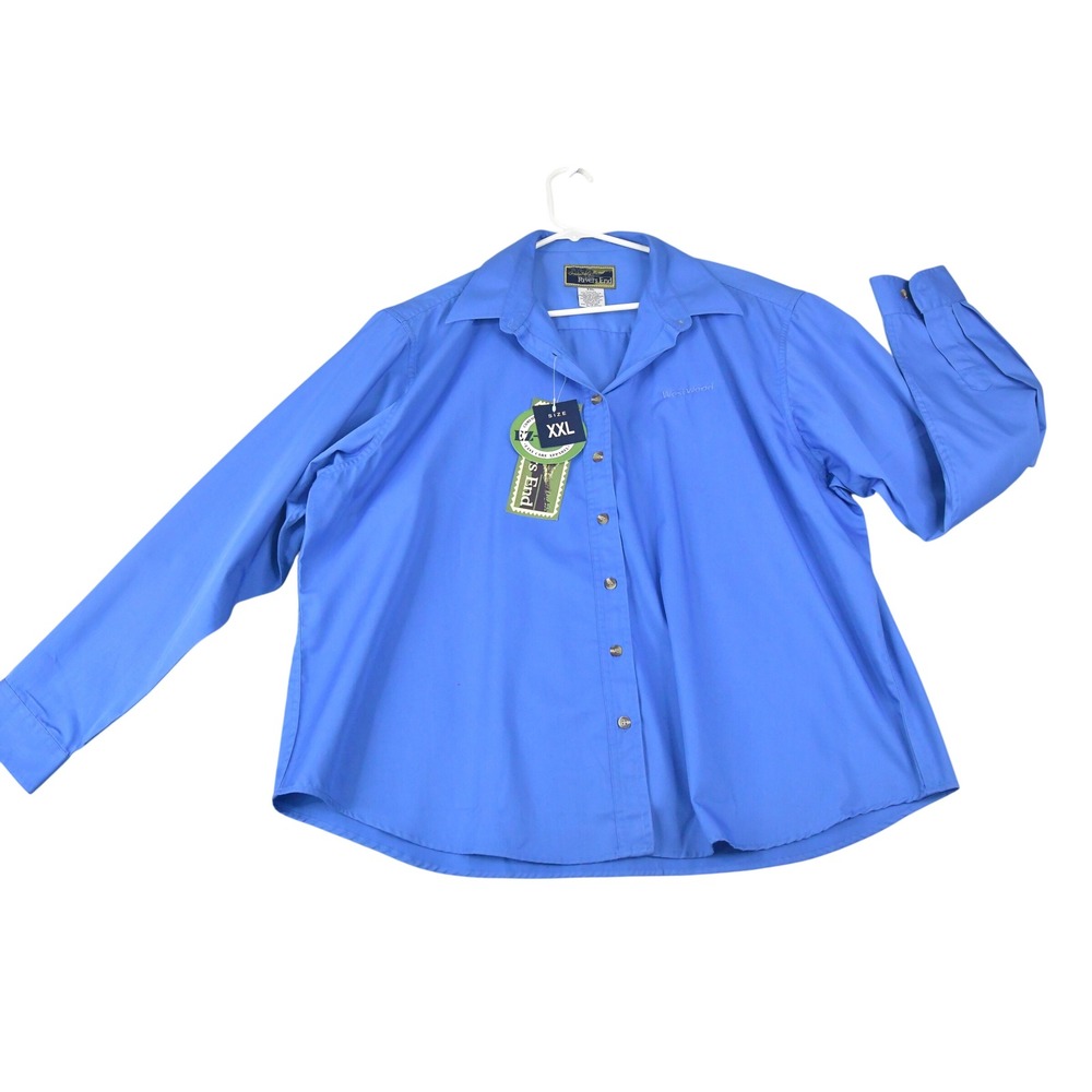 Rivers End Button Down Shirt Womens XXL Blue New Westwood Logo Long Sleeve